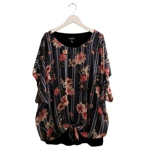3/$15 Alyx Floral Striped Tie Blouse